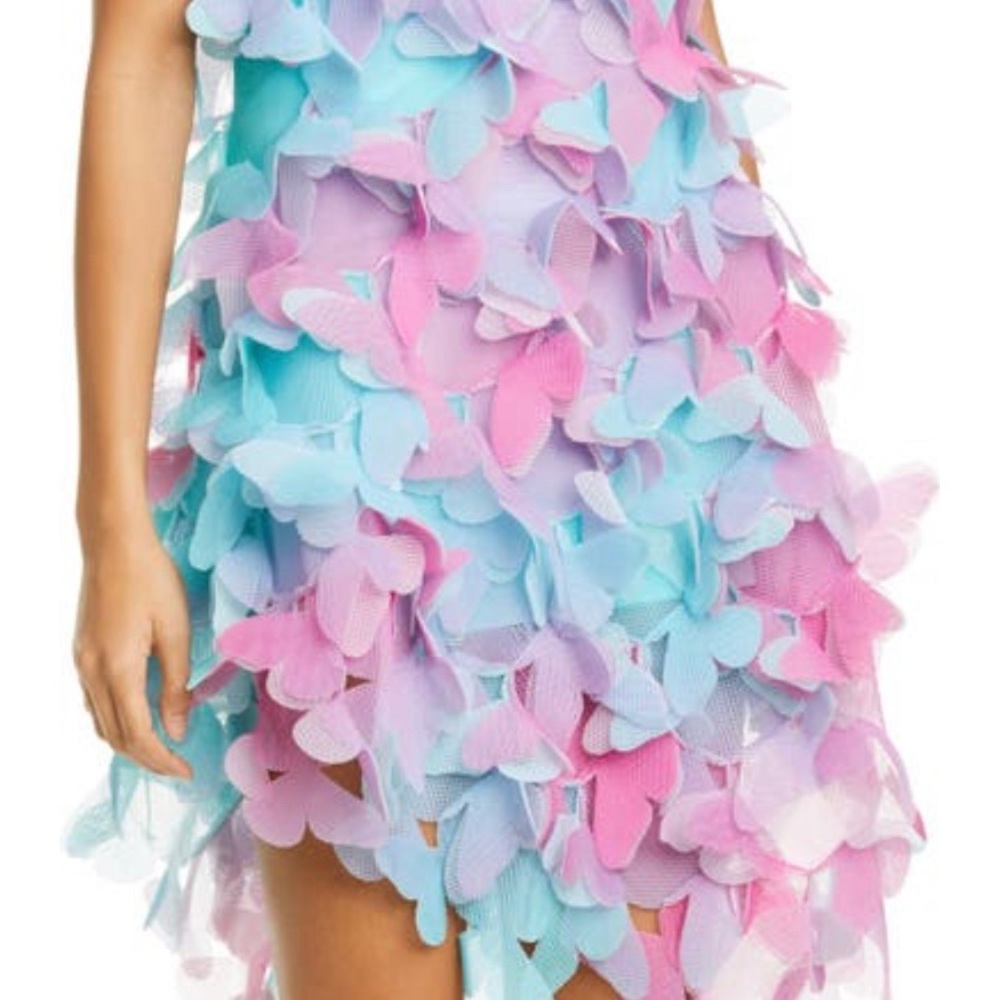 Paskal Butterfly Appliqué Mesh Assymmetrical Dress - Picture 7 of 10